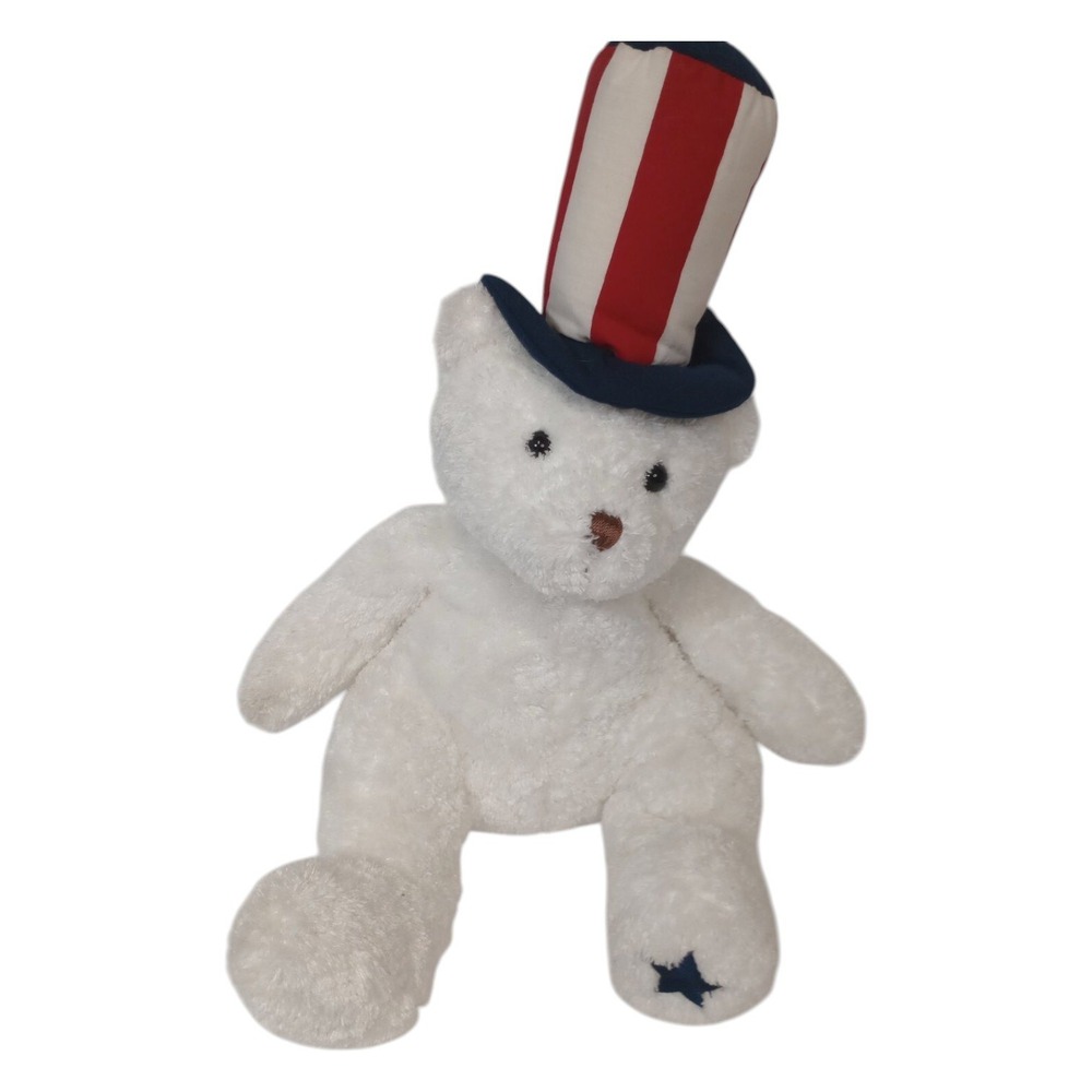 Bath & Body Works Glory the Bear Patriotic White Teddy Bear Uncle Sam Hat Star